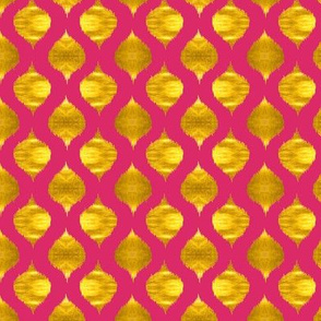 Small Scale Lela Ikat in Fuchsia and Gold Luster