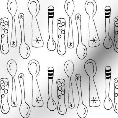 Black & White Spoon Doodles