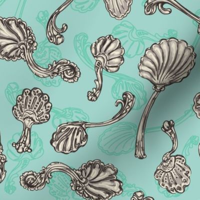 Rococo Spoons Duck Egg Blue