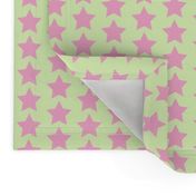 Pink star on yellow green background