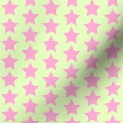 Pink star on yellow green background