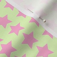 Pink star on yellow green background