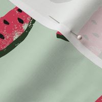 Watermelon Fabric on Green