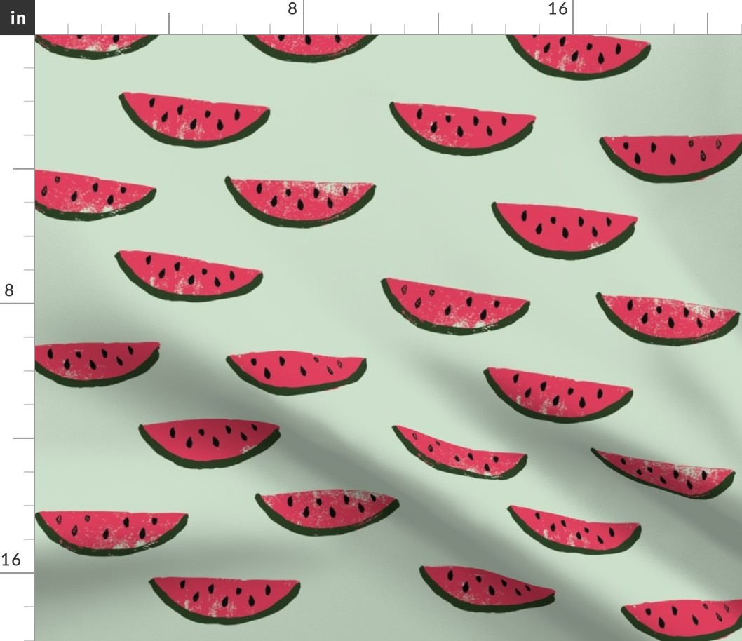 Watermelon Fabric on Green