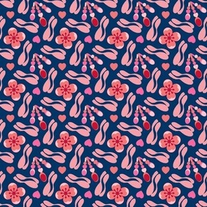 I love Spoonflower! Flowers and spoons  in coral & blue