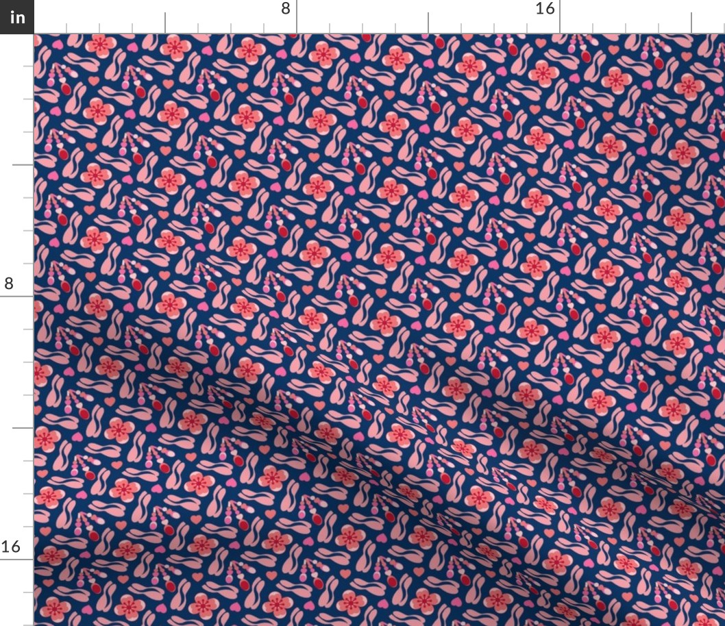 I love Spoonflower! Flowers and spoons  in coral & blue