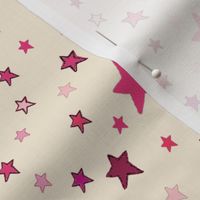 Pink Stars on Cream