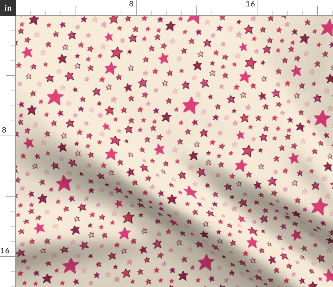 Pink Stars on Cream