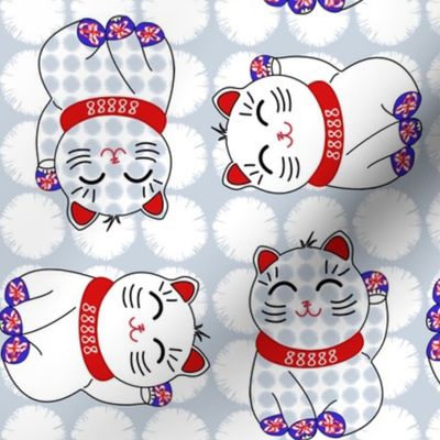 Maneki neko lucky cats, 4 directional on puffballs by Su_G_©SuSchaefer