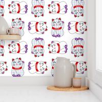 Small maneki neko lucky cats, 4 directional on white by Su_G_©SuSchaefer