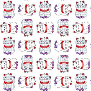 Small maneki neko lucky cats, 4 directional on white by Su_G_©SuSchaefer