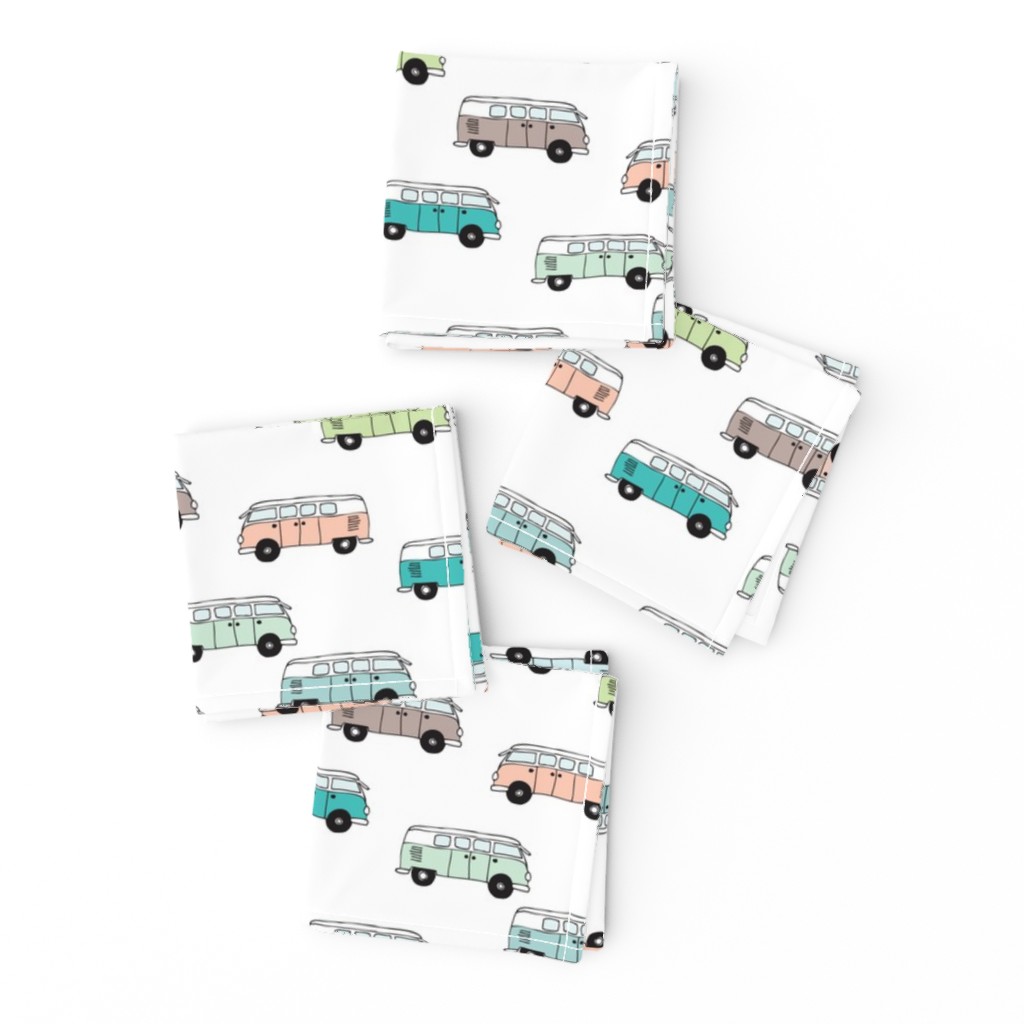 Soft pastel VWbus summer van illustration cool vintage car theme gender neutral version