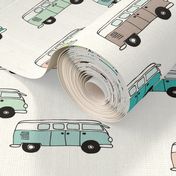 Soft pastel VWbus summer van illustration cool vintage car theme gender neutral version