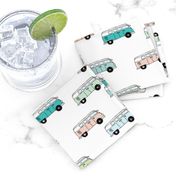 Soft pastel VWbus summer van illustration cool vintage car theme gender neutral version