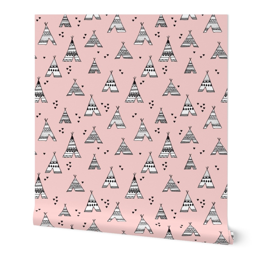 Trendy teepee and indian summer arrow illustration geometric aztec print in pink