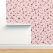 Trendy teepee and indian summer arrow illustration geometric aztec print in pink