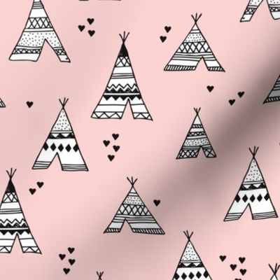 Trendy teepee and indian summer arrow illustration geometric aztec print in pink