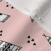 Trendy teepee and indian summer arrow illustration geometric aztec print in pink