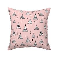 Trendy teepee and indian summer arrow illustration geometric aztec print in pink