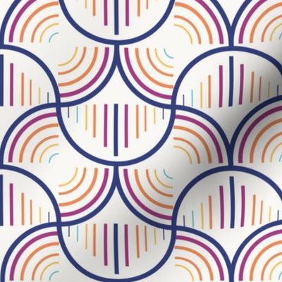 Seamless Geometric Circle Line Pattern 