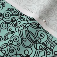 Mint & Black Swirls  | Zen Doodle |  