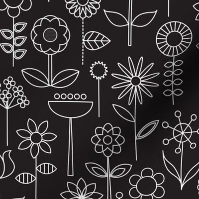 Mod Doodle Blooms Black