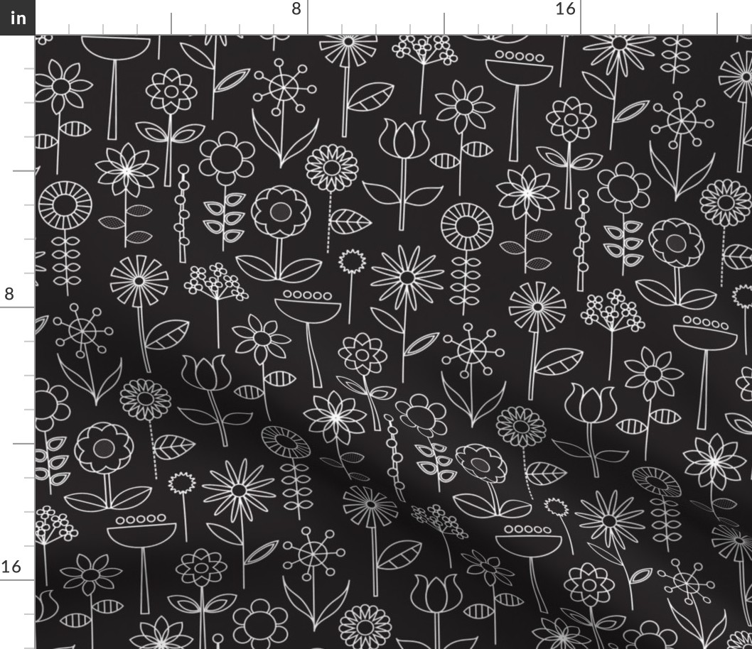 Mod Doodle Blooms Black