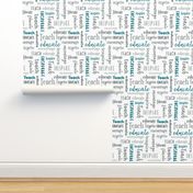 Teach Educate Encourage Inspire Typography in Teal and Gray © Jennifer Garrett