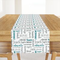 Teach Educate Encourage Inspire Typography in Teal and Gray © Jennifer Garrett