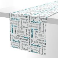 Teach Educate Encourage Inspire Typography in Teal and Gray © Jennifer Garrett