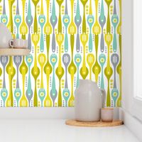 Kitchenette Retro Spoons Tea Towel