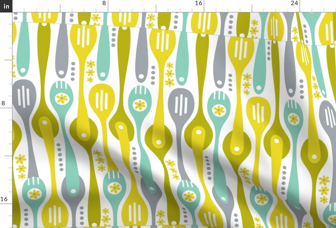 Kitchenette Retro Spoons Tea Towel