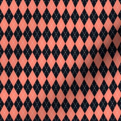 Argyle Coral&Black/White