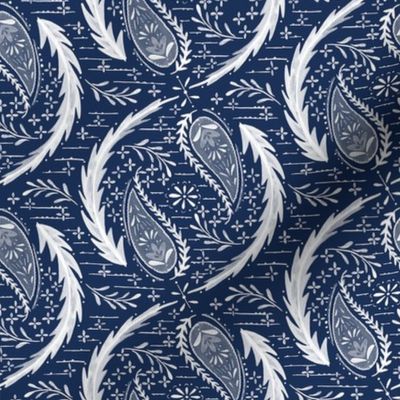 Watercolor Paisley - Indigo