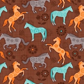 Floral Fillies - Brown - Small Scale