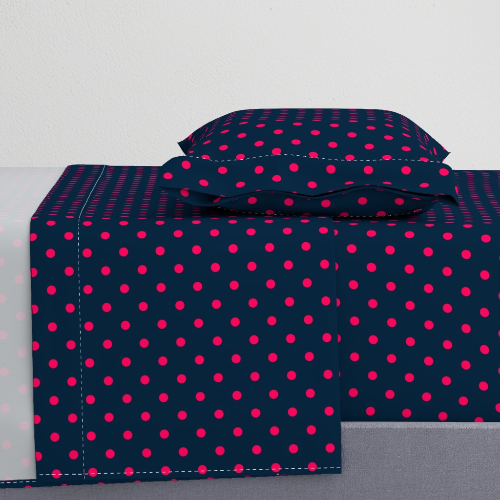 Navy and Hot Pink Polka Dots