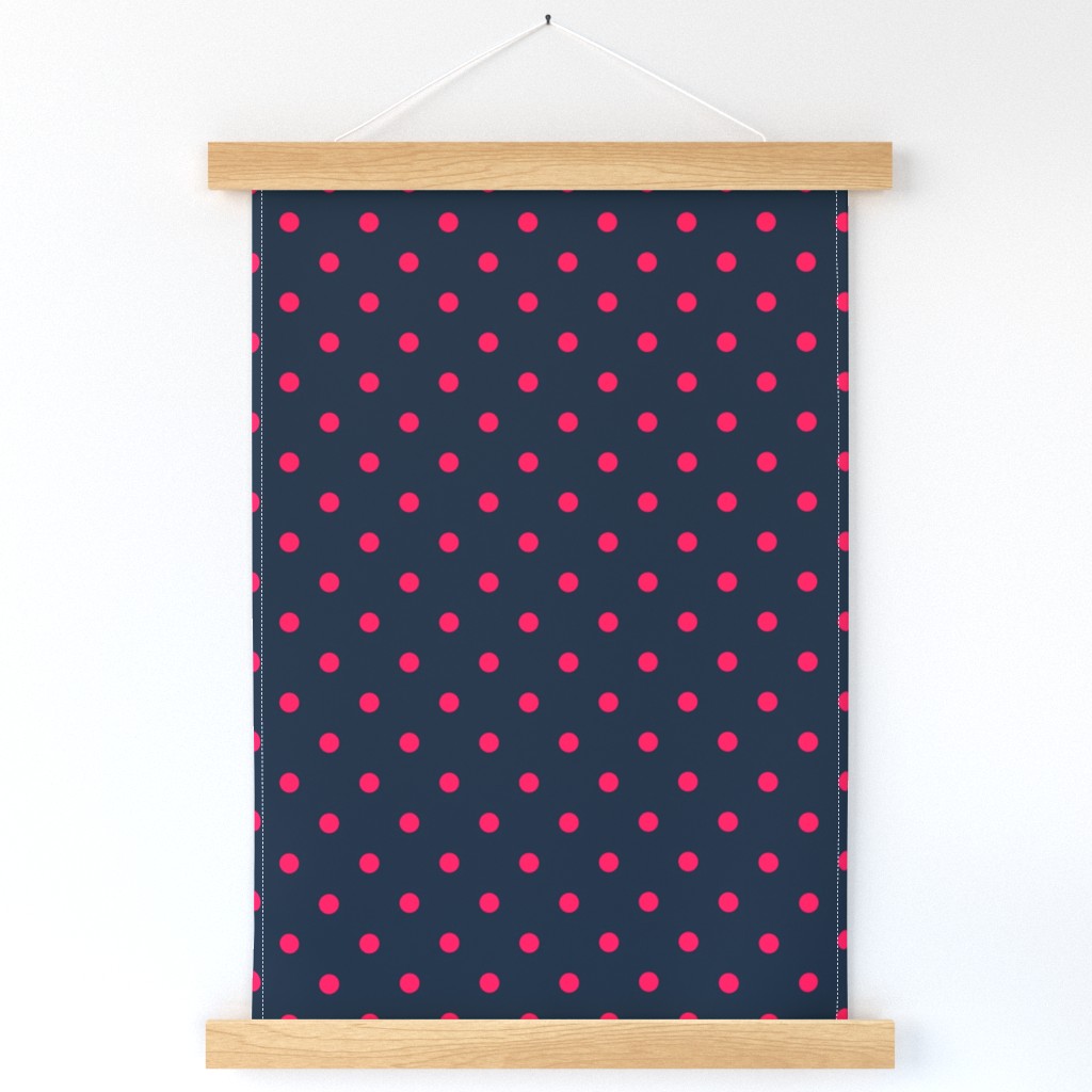 Navy and Hot Pink Polka Dots