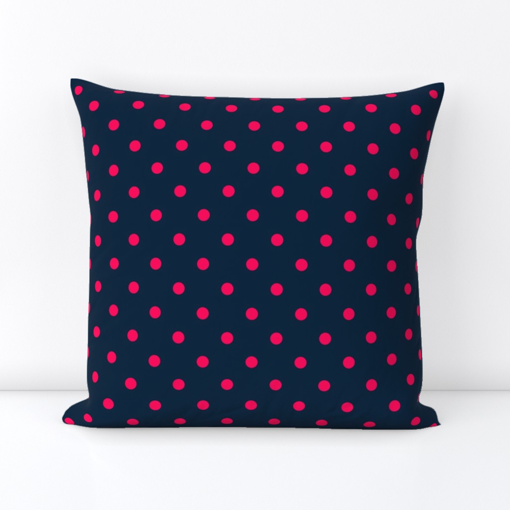 Navy and Hot Pink Polka Dots