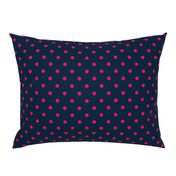 Navy and Hot Pink Polka Dots