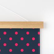 Navy and Hot Pink Polka Dots