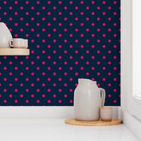 Navy and Hot Pink Polka Dots