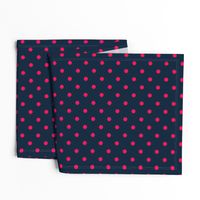 Navy and Hot Pink Polka Dots