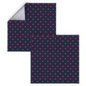 Navy and Hot Pink Polka Dots