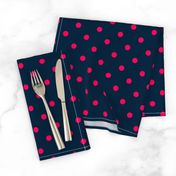 Navy and Hot Pink Polka Dots