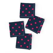 Navy and Hot Pink Polka Dots