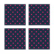 Navy and Hot Pink Polka Dots