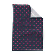 Navy and Hot Pink Polka Dots