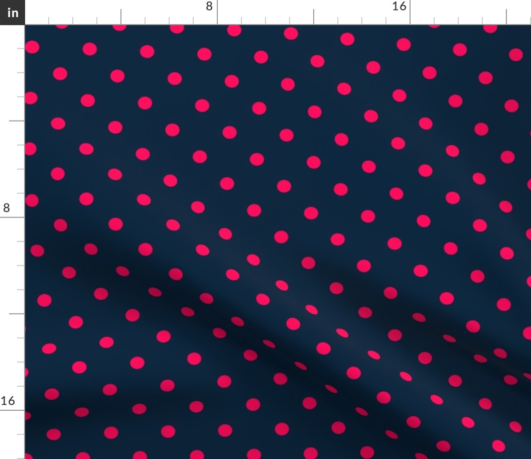 Navy and Hot Pink Polka Dots