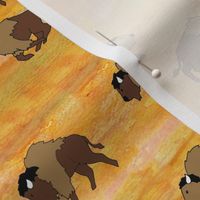 bison herd watercolor