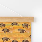 bison herd watercolor
